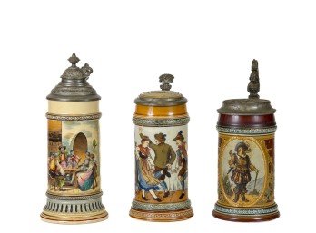 (2) METTLACH & (1) REINHOLD HANKE GERMAN STEINS