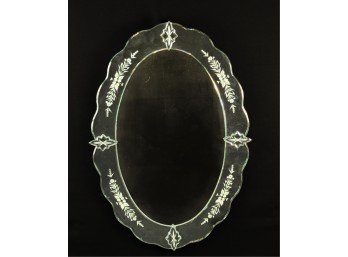 OVAL VENETIAN MIRROR w FLORAL DECORATION
