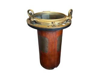LARGE BRASS PORTHOLE on BINNACLE STAND