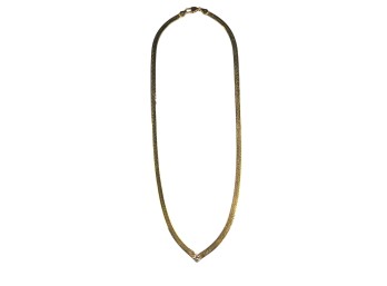14K GOLD HERRINGBONE NECKLACE w/ DIAMOND ACCENT