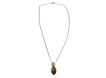 14K GOLD NECKLACE w/ GOLD FILLED CORNELIAN PENDANT