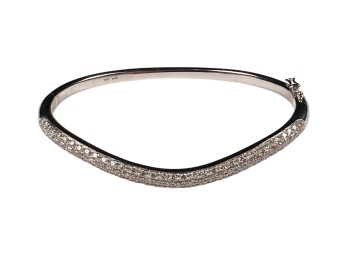 14K WHITE GOLD DIAMOND CLUSTER WAVY BRACELET