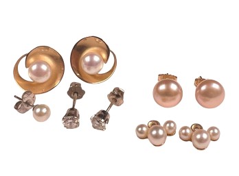GROUPING OF 14K GOLD JEWELRY w/ PEARLS/DIAMONDS