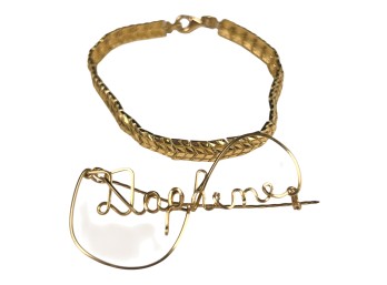 10K GOLD BRACELET AND BROOCHE