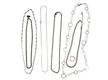 (6) STERLING SILVER NECKLACES AND A RING