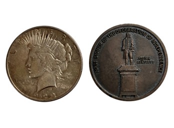 1922 PEACE SILVER DOLLAR, STERLING AMESBURY COIN