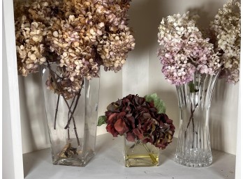 (3) DECORATIVE GLASS VASES