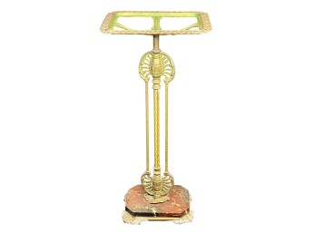 VICTORIAN BRASS STAND WITH MARBLE BASE