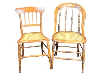 (2) VINTAGE CANE SEAT SIDE CHAIRS
