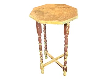 ANTIQUE OCTAGONAL STAND w/ OLD PAINT