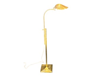 VINTAGE ADJUSTABLE BRASS FLOOR LAMP w/ SHELL SHADE