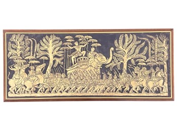 MID CENTURY THAI EMBOSSED PAPER WALL HANGING