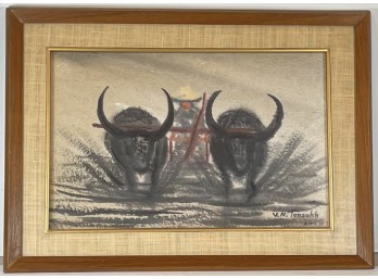 V.N. TONSUKH (20th c)  'OXEN PLOWING THE FIELDS'