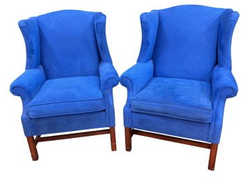 PAIR OF ETHAN ALLEN UPHOLSTERED WINGBACK CHAIRS