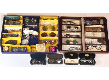 COLLECTION OF ANTIQUE/VINTAGE EYEGLASSES, ETC
