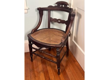 CARVED VICTORIAN CANED SEAT PARLOR CHAIR