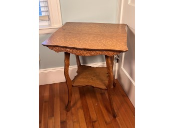 CARVED OAK TWO TIER STAND