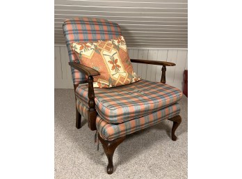 20th (C) QUEEN ANN STYLE UPHOLSTERED ARMCHAIR