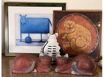 (5) PIECE DECORATIVE CAT LOT