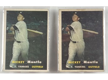 (2) 1957 TOPPS #95 MICKEY MANTLE