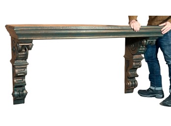 PAIR of VICTORIAN CARVED & PAINTED CORBELS & ROOF