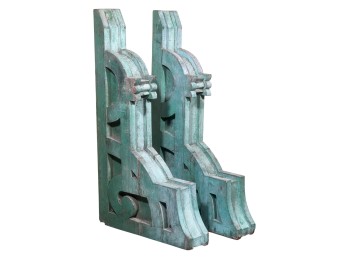 PAIR of VICTORIAN CARVED & PAINTED CORBELS