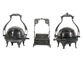 (2) VICTORIAN SILVER PLATE COVERED BUTTER DISHES