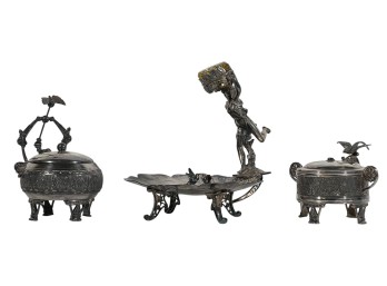 (3) FIGURAL VICTORIAN SILVER PLATE TABLEWARES