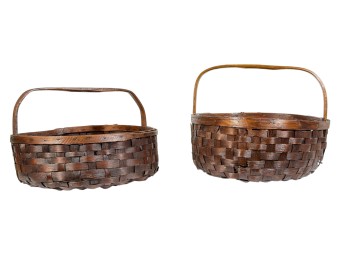 (2) HAND WOVEN SPLINT ASH BASKETS