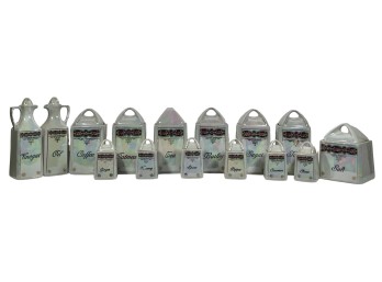 PEARLESCENT GERMAN PORCELAIN PANTRY CANNISTER SET