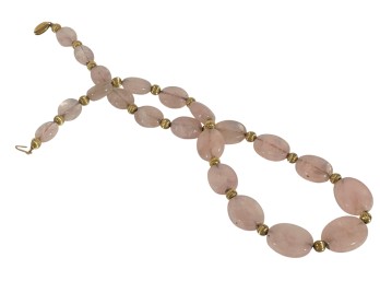 ROSE QUARTZ & 14K GOLD NECKLACE