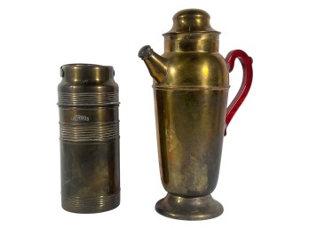 BRASS THERMOS NO. 601 & BRASS COCKTAIL SHAKER