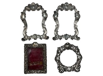 ART NOUVEAU STERLING FRAME & (3) FRAME COVERS