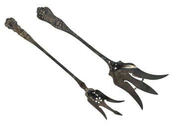 (2) ART NOUVEAU STERLING LETTUCE FORKS