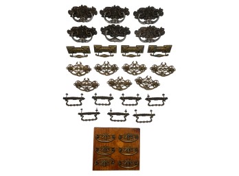 (4) SETS of ART NOUVEAU BRASS DRAWER PULLS