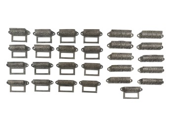VICTORIAN CAST IRON DRAWER PULLS with LABELS