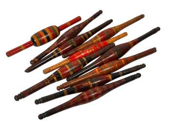 GROUP of PAINTED INDIAN CHAPATI ROLLING PINS