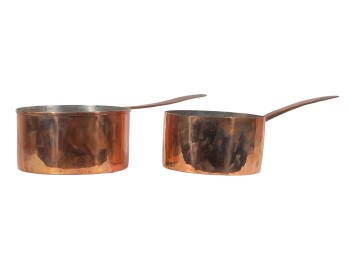 (2) ANTIQUE COPPER SAUCE POTS