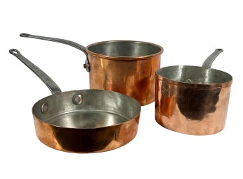(1) LFD & H COPPER PAN & (2) DH & M COPPER POTS