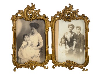 ART NOUVEAU GILT BRONZE DOUBLE PICTURE FRAME