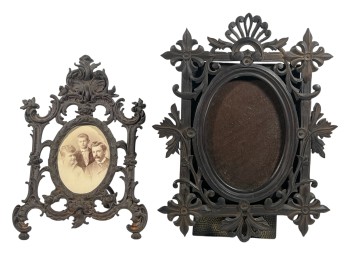 VICTORIAN CAST IRON & CARVED WOODEN PICTURE FRAMES