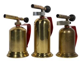 (3) SMALL EARLY (20th c) BRASS BLOWTORCHES