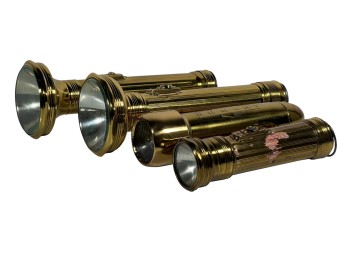 (4) EARLY (20th c) BRASS FLASHLIGHTS