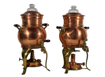 (2) LANDERS, FRARY, & CLARK COPPER PERCOLATORS