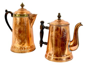 Two (19th/20th c) COPPER COFFEE/TEA POTS