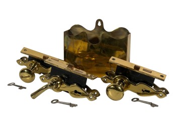 (3) ANTIQUE SKILLMAN BRASS MORTISE LOCKSETS