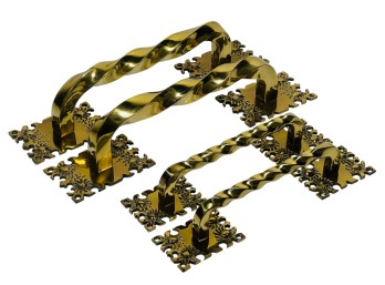 (2) PAIRS of ELEGANT TWISTED BRASS PULLS with SUNS