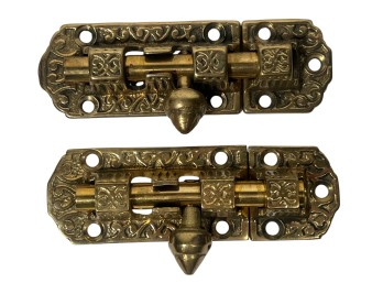 PAIR of VICTORIAN BRASS ACORN DOOR LATCHES