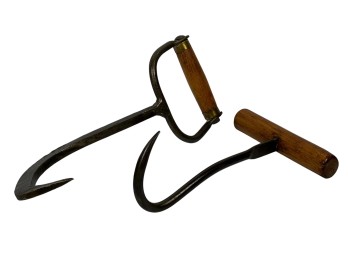 Two (19th c) WROUGHT IRON FARM HOOKS