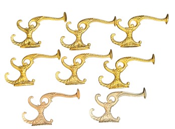 FANCY VICTORIAN BRASS & IRON HAT/COAT HOOKS